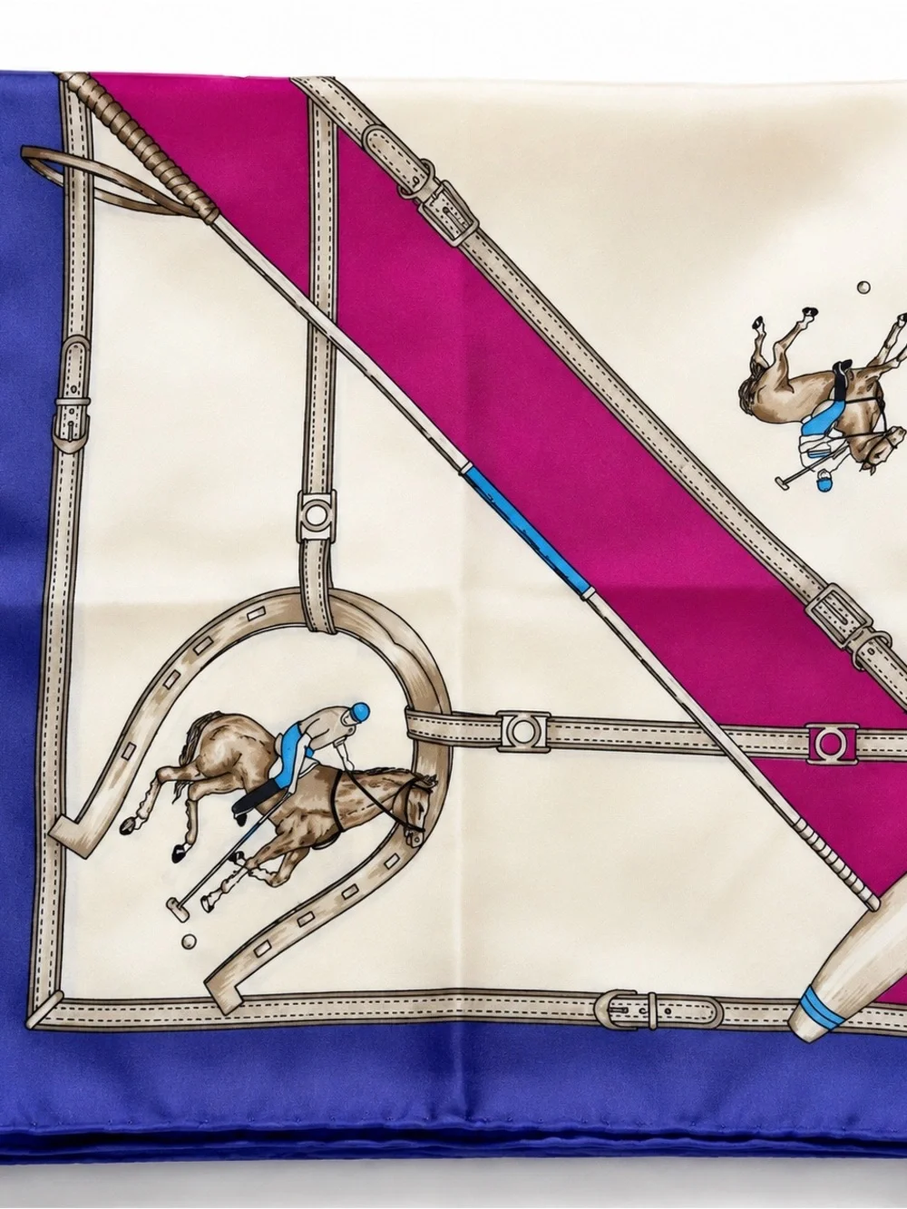 Vintage Celine Paris Silk Scarf Equestrian Polo Horse Print